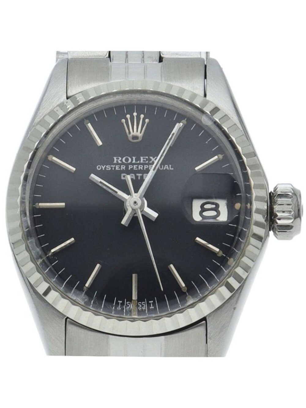 Rolex Oyster Perpetual Date Watch Antique 18k White Gold SS Bra